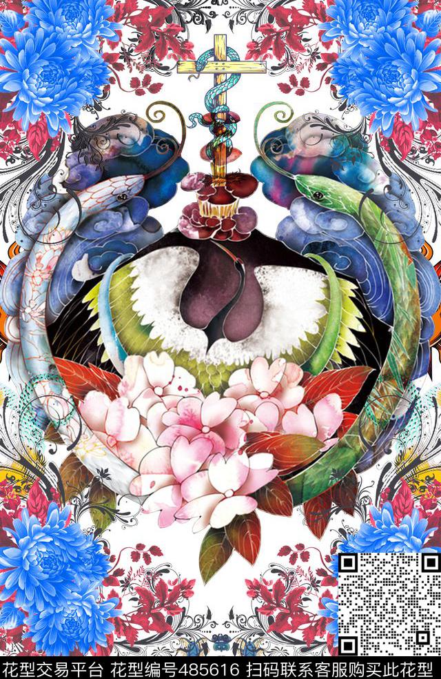 定位花卉民族风数码印花华亿平台下载（图片编号: 485616） - 瓦栏（Walan）