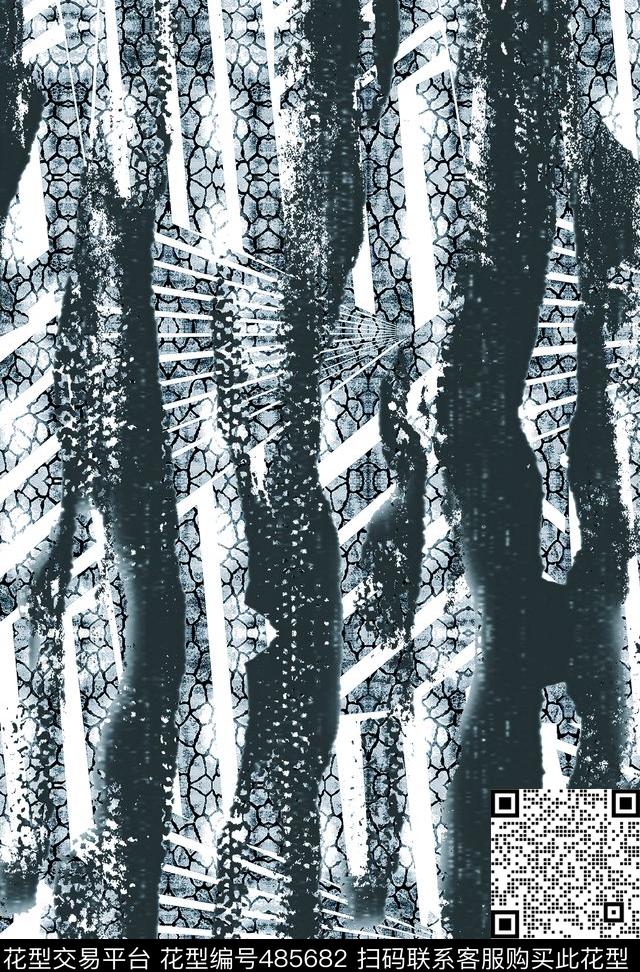 流行时尚抽象手绘欧美数码印花华亿平台下载（图片编号: 485682） - 瓦栏（Walan）