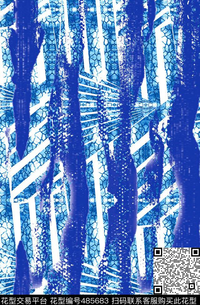 流行时尚抽象手绘欧美数码印花华亿平台下载（图片编号: 485683） - 瓦栏（Walan）