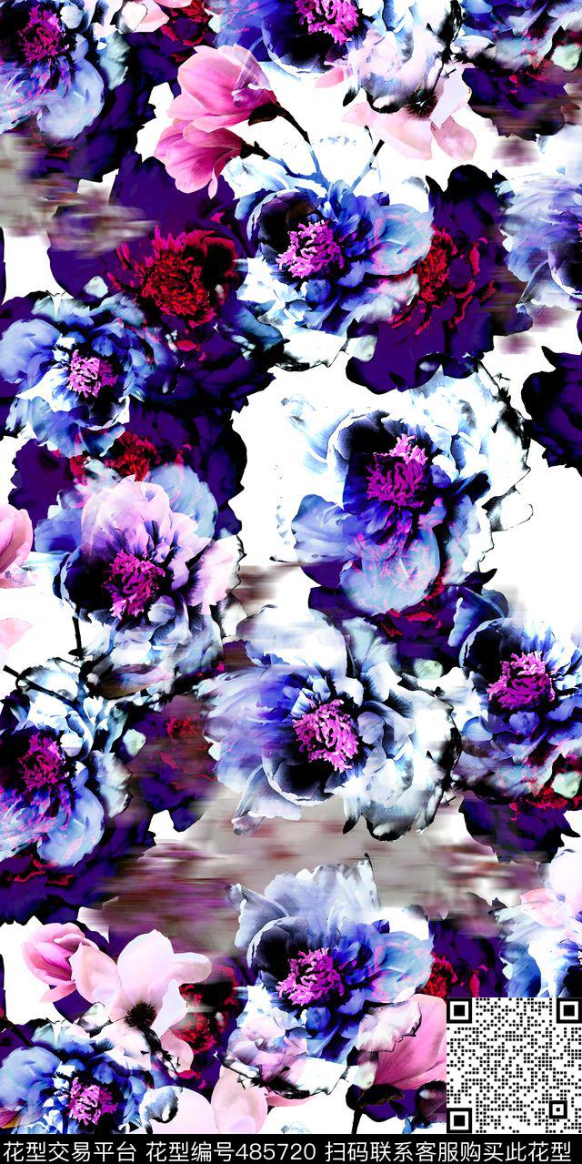 抽象花卉女装围巾沙发数码印花华亿平台下载（图片编号: 485720） - 瓦栏（Walan）