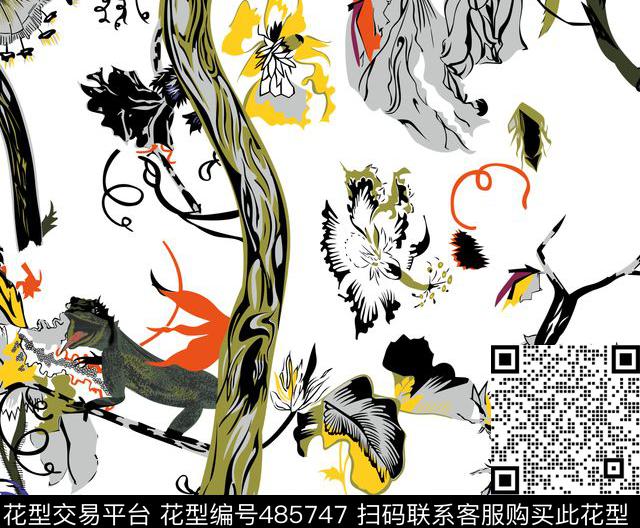 动物花草休闲传统印花华亿平台下载（图片编号: 485747） - 瓦栏（Walan）