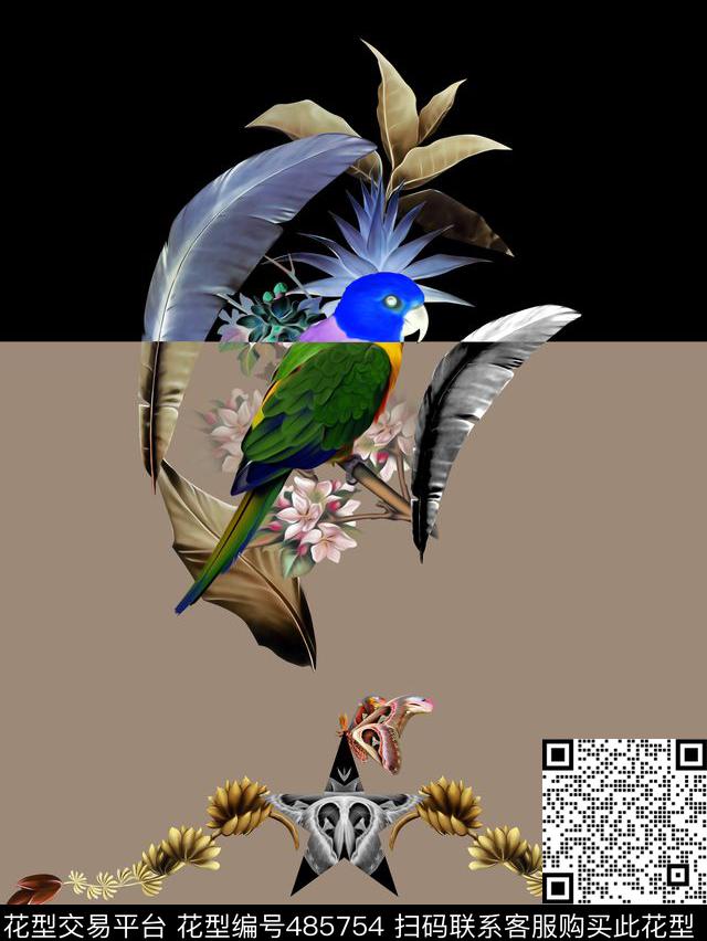 芭蕉创意花朵数码印花华亿平台下载（图片编号: 485754） - 瓦栏（Walan）