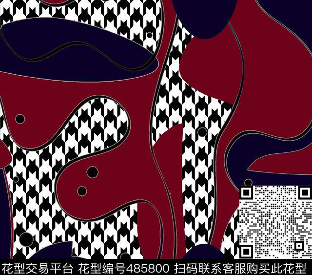 不规则图案格子千鸟格系列传统印花华亿平台下载（图片编号: 485800） - 瓦栏（Walan）