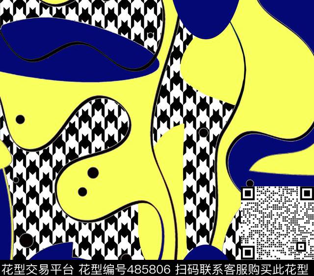 不规则图案格子千鸟格系列传统印花华亿平台下载（图片编号: 485806） - 瓦栏（Walan）