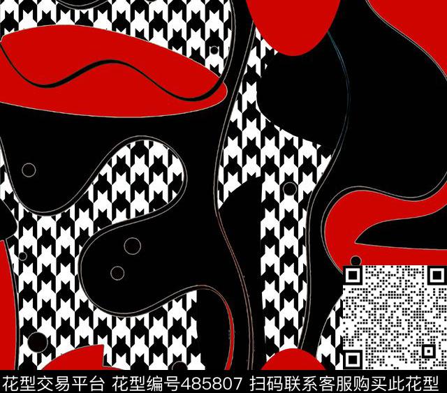 不规则图案格子千鸟格系列传统印花华亿平台下载（图片编号: 485807） - 瓦栏（Walan）