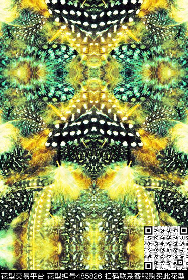 流行时尚尚羽毛印花欧美数码印花华亿平台下载（图片编号: 485826） - 瓦栏（Walan）