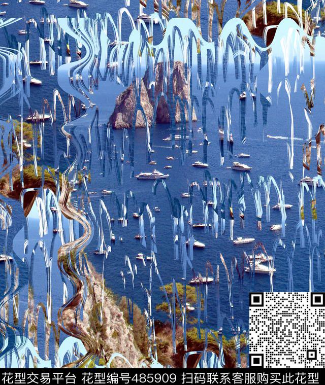 潮流风景复古数码印花华亿平台下载（图片编号: 485909） - 瓦栏（Walan）