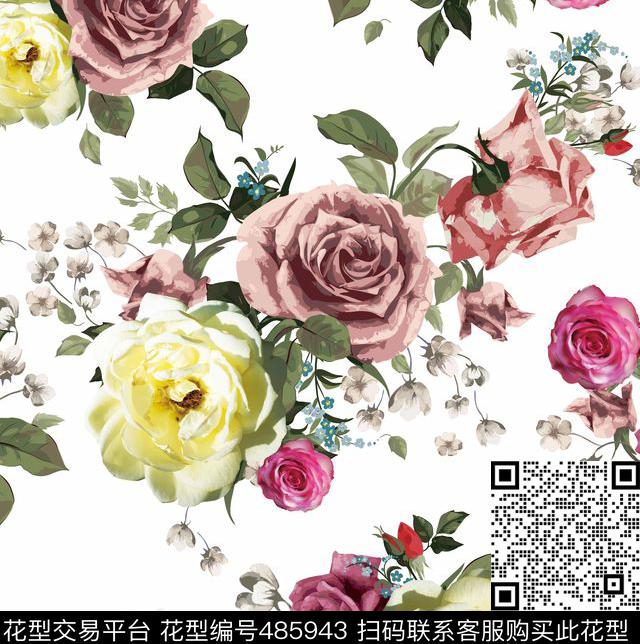 花卉潮流时尚大牌女装传统印花华亿平台下载（图片编号: 485943） - 瓦栏（Walan）
