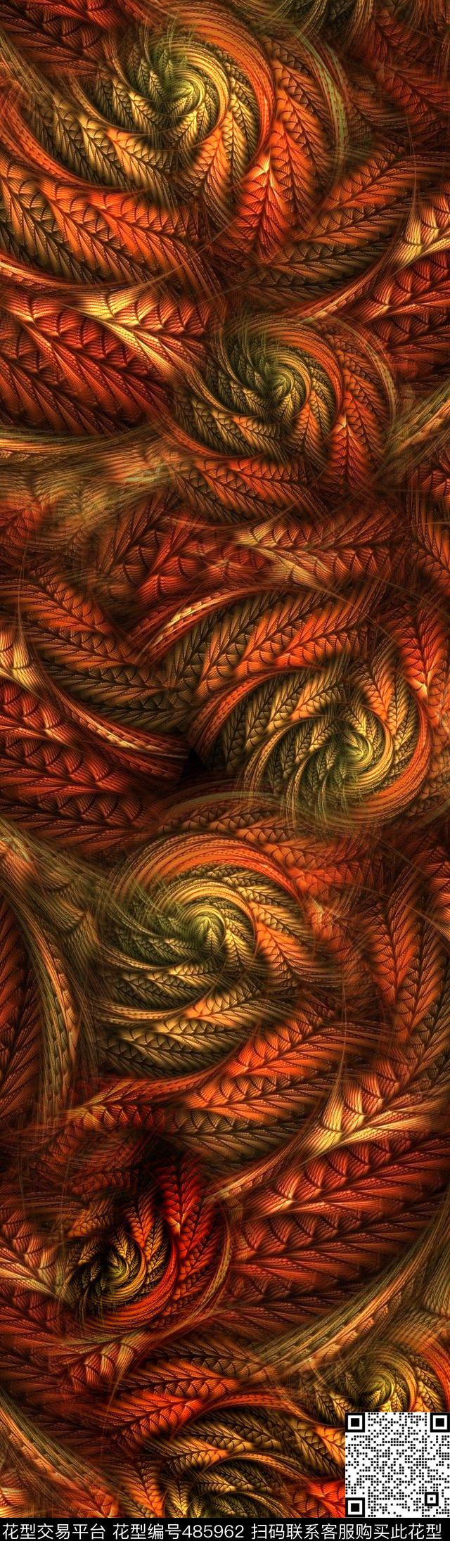 抽象叶子花卉数码印花华亿平台下载（图片编号: 485962） - 瓦栏（Walan）