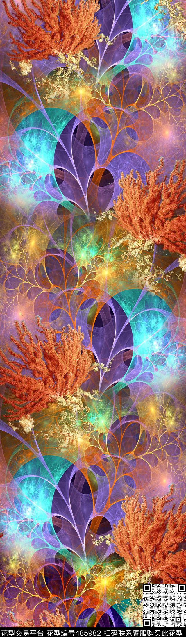 抽象星空写意数码印花华亿平台下载（图片编号: 485982） - 瓦栏（Walan）