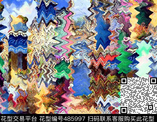 潮流时尚大牌抽象油画风景自然肌理数码印花华亿平台下载（图片编号: 485997） - 瓦栏（Walan）