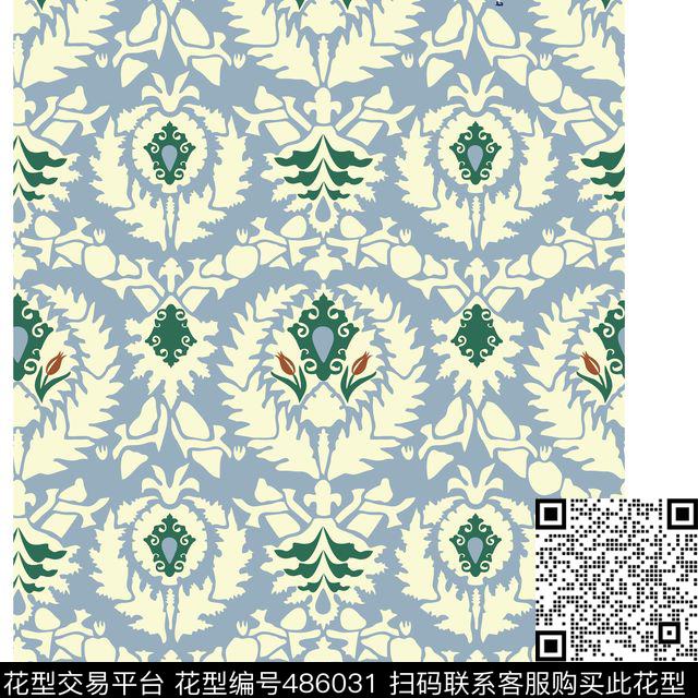 民族风花纹花朵图腾传统印花华亿平台下载（图片编号: 486031） - 瓦栏（Walan）
