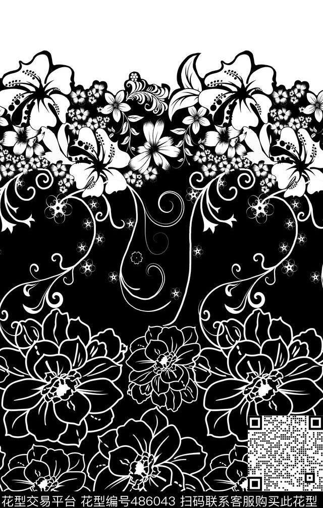 传统印花花卉线条花卉传统印花华亿平台下载（图片编号: 486043） - 瓦栏（Walan）