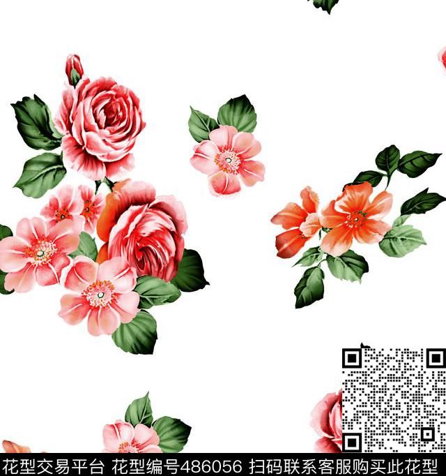 传统印花花卉小花花卉传统印花华亿平台下载（图片编号: 486056） - 瓦栏（Walan）