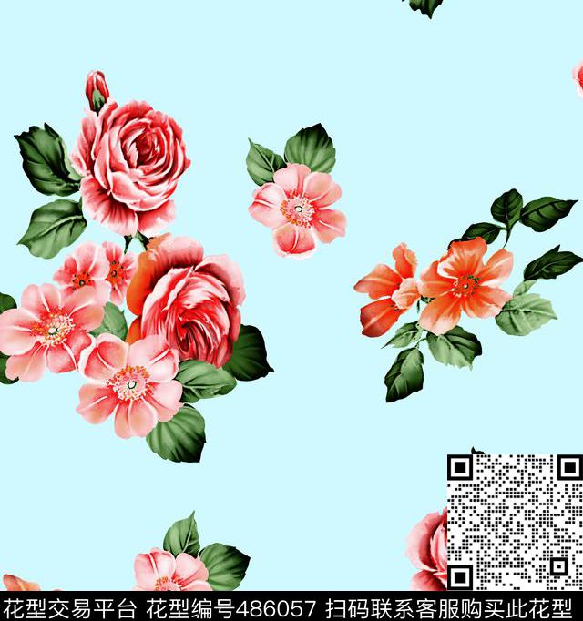 传统印花花卉小花花卉传统印花华亿平台下载（图片编号: 486057） - 瓦栏（Walan）