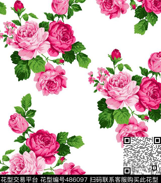 传统印花花卉叶子花卉数码印花华亿平台下载（图片编号: 486097） - 瓦栏（Walan）