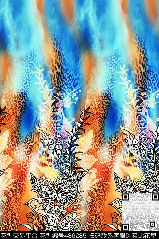 抽象花田园数码印花华亿平台下载（图片编号: 486285） - 瓦栏（Walan）