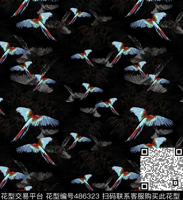 T恤卫衣夹克潮流时尚鹦鹉树叶数码印花华亿平台下载（图片编号: 486323） - 瓦栏（Walan）