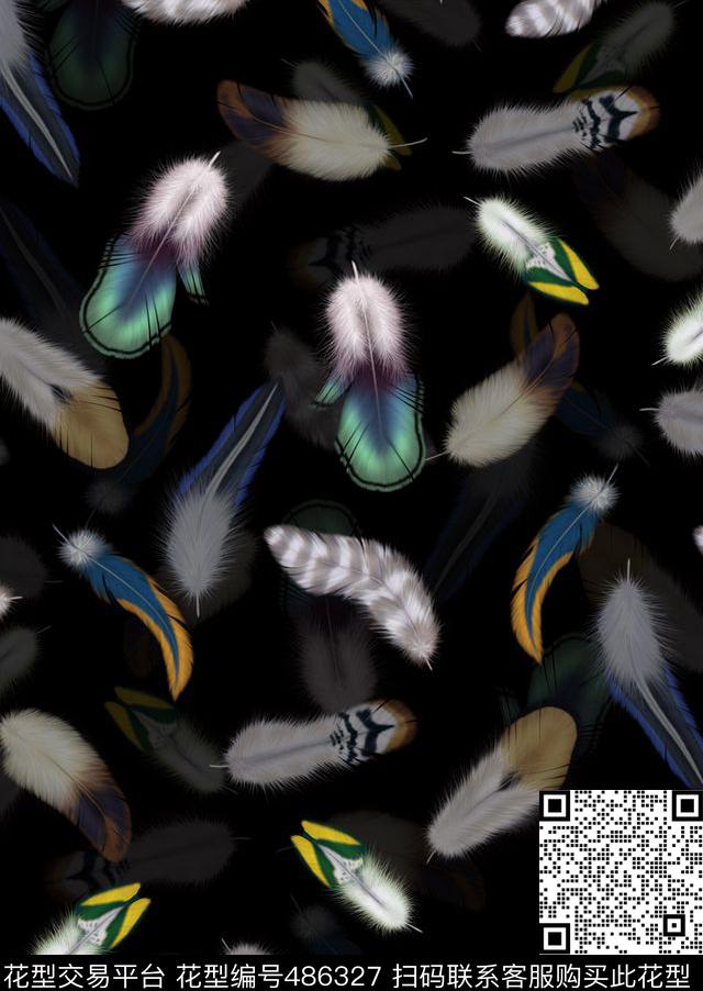 T恤卫衣夹克潮流时尚绚丽羽毛数码印花华亿平台下载（图片编号: 486327） - 瓦栏（Walan）