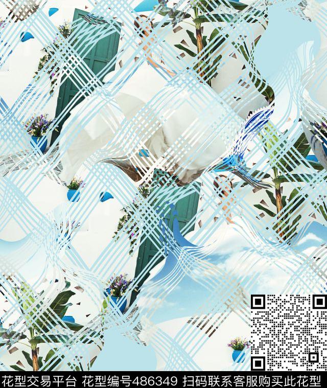 风景复古格纹数码印花华亿平台下载（图片编号: 486349） - 瓦栏（Walan）