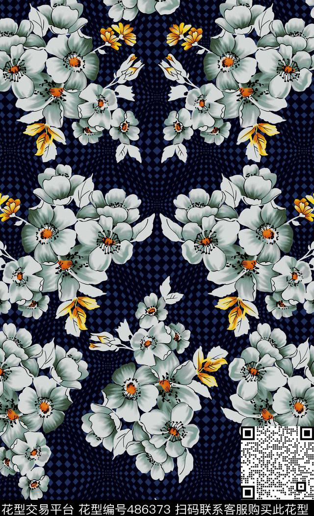 手绘花卉波点花卉数码印花华亿平台下载（图片编号: 486373） - 瓦栏（Walan）