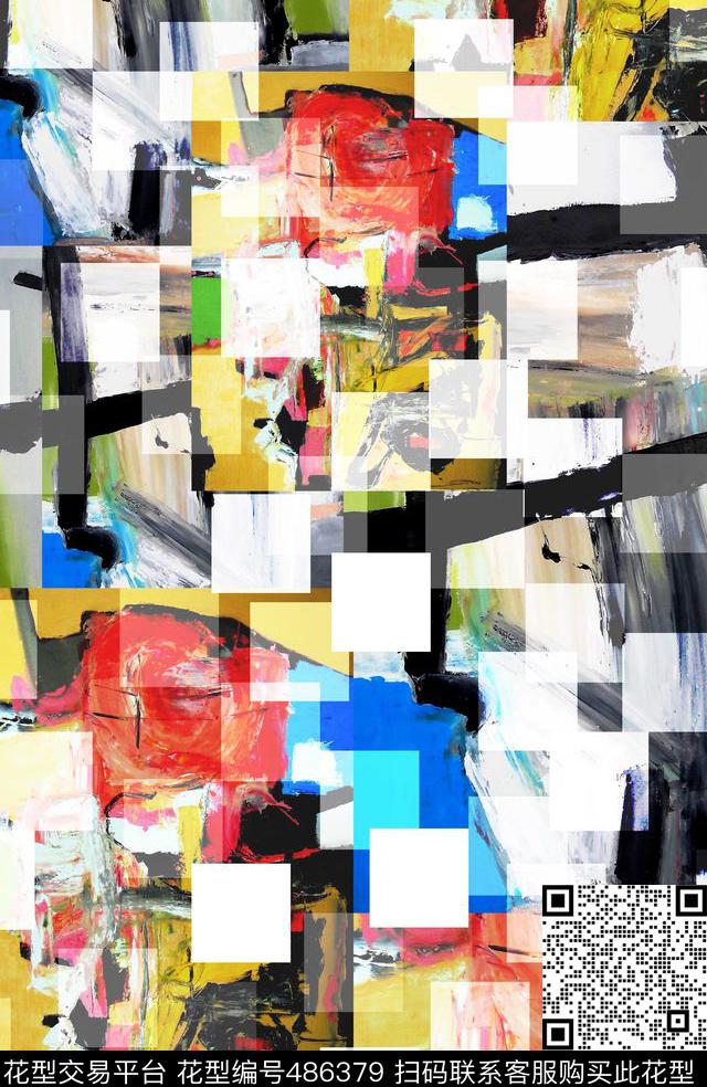 抽象肌理几何数码印花华亿平台下载（图片编号: 486379） - 瓦栏（Walan）