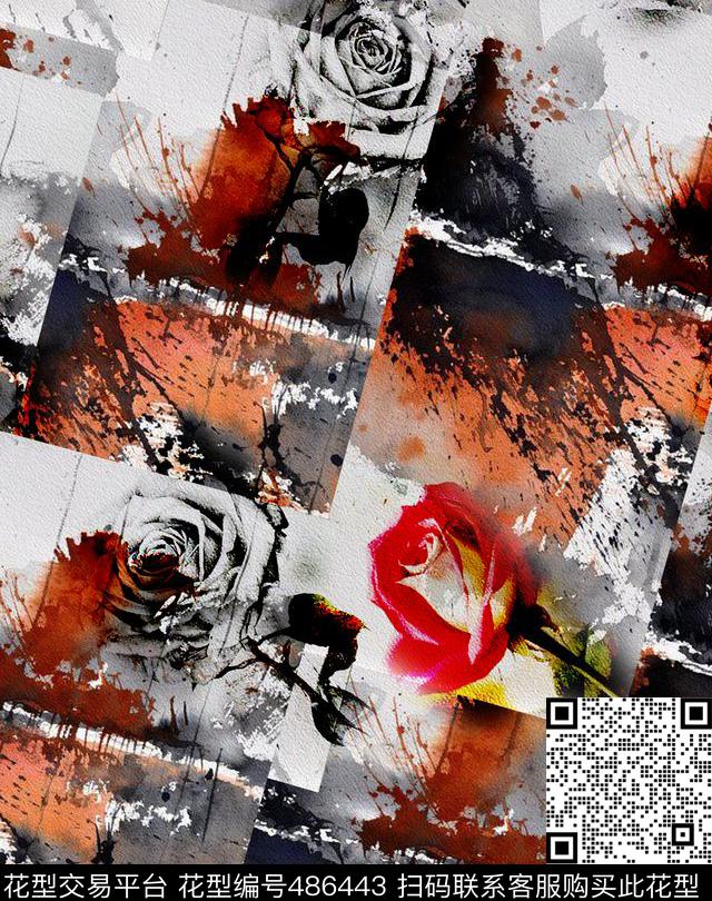 水彩个性抽象抽象风景花卉数码印花华亿平台下载（图片编号: 486443） - 瓦栏（Walan）