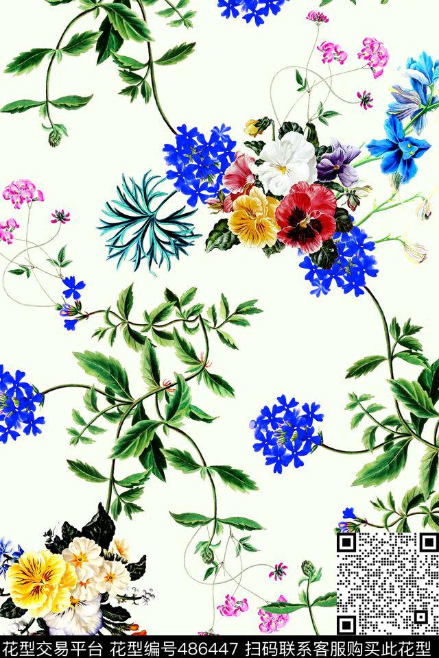 时尚手绘小碎花数码印花华亿平台下载（图片编号: 486447） - 瓦栏（Walan）