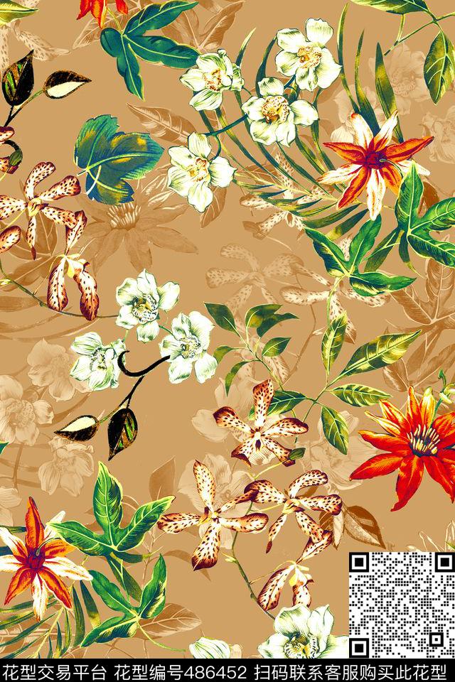 时尚沙发布花卉数码印花华亿平台下载（图片编号: 486452） - 瓦栏（Walan）