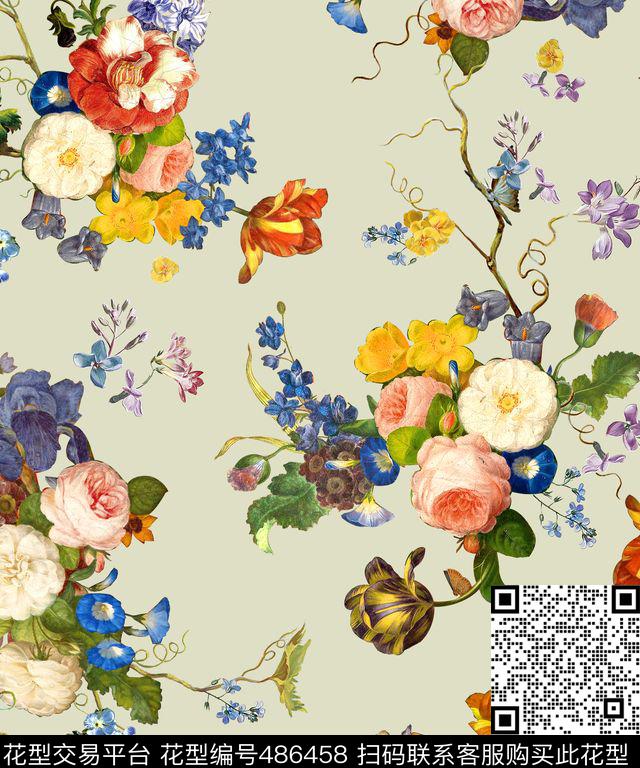 花卉沙发布时尚数码印花华亿平台下载（图片编号: 486458） - 瓦栏（Walan）