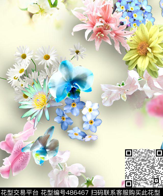 时尚沙发布花卉数码印花华亿平台下载（图片编号: 486467） - 瓦栏（Walan）