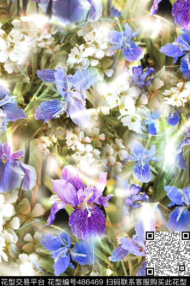 多彩花卉花朵数码印花华亿平台下载（图片编号: 486469） - 瓦栏（Walan）