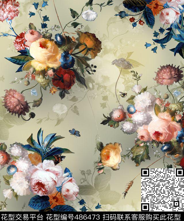 时尚沙发布花卉数码印花华亿平台下载（图片编号: 486473） - 瓦栏（Walan）