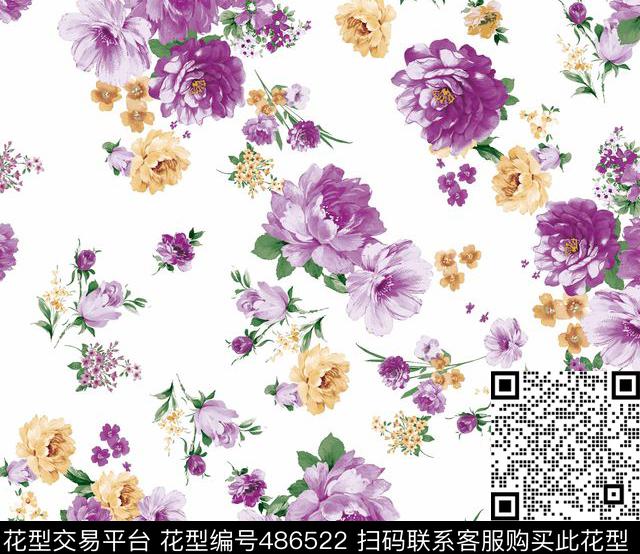 花卉潮流大牌女装数码印花华亿平台下载（图片编号: 486522） - 瓦栏（Walan）