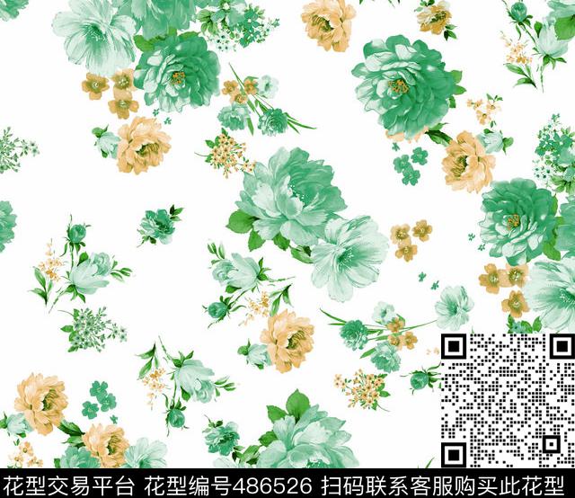 潮流大牌女装沙发布艺手绘水彩花卉数码印花华亿平台下载（图片编号: 486526） - 瓦栏（Walan）