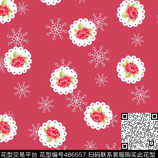 蕾丝玫瑰雪花HZ-花卉数码印花华亿平台下载（图片编号: 486557） - 瓦栏（Walan）