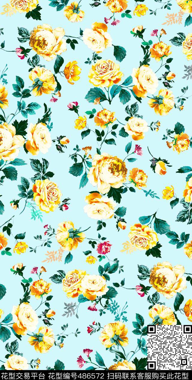 时尚春夏花卉女装数码印花华亿平台下载（图片编号: 486572） - 瓦栏（Walan）