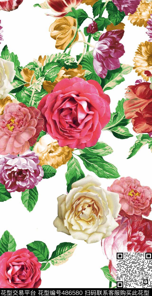 花卉潮流大牌女装数码印花华亿平台下载（图片编号: 486580） - 瓦栏（Walan）