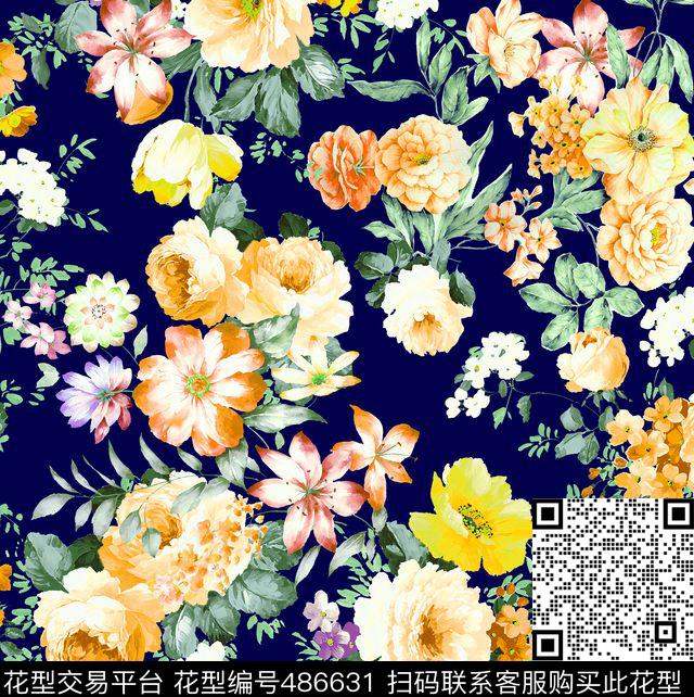 高贵大气花卉家纺数码印花华亿平台下载（图片编号: 486631） - 瓦栏（Walan）