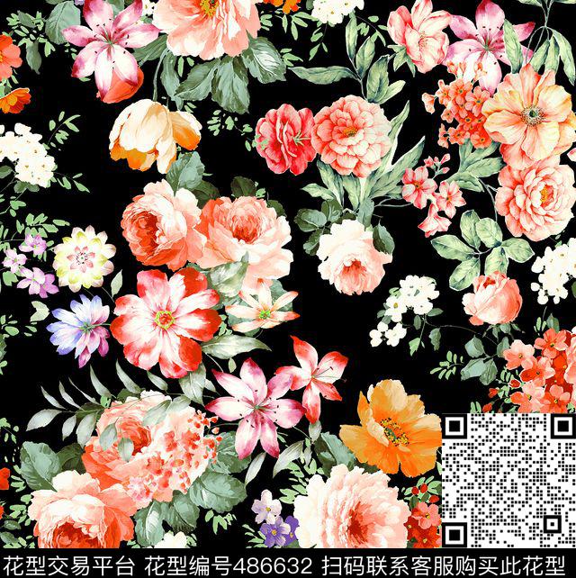 数码印花花卉沙发布数码印花华亿平台下载（图片编号: 486632） - 瓦栏（Walan）