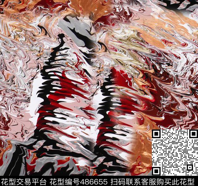 抽象波浪纹等高线数码印花华亿平台下载（图片编号: 486655） - 瓦栏（Walan）