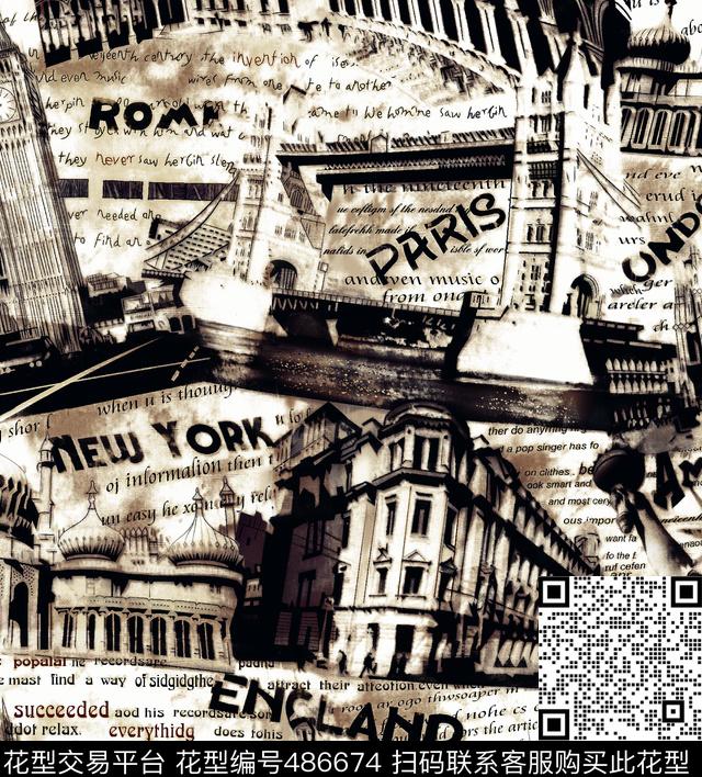 抽象复古美国数码印花华亿平台下载（图片编号: 486674） - 瓦栏（Walan）