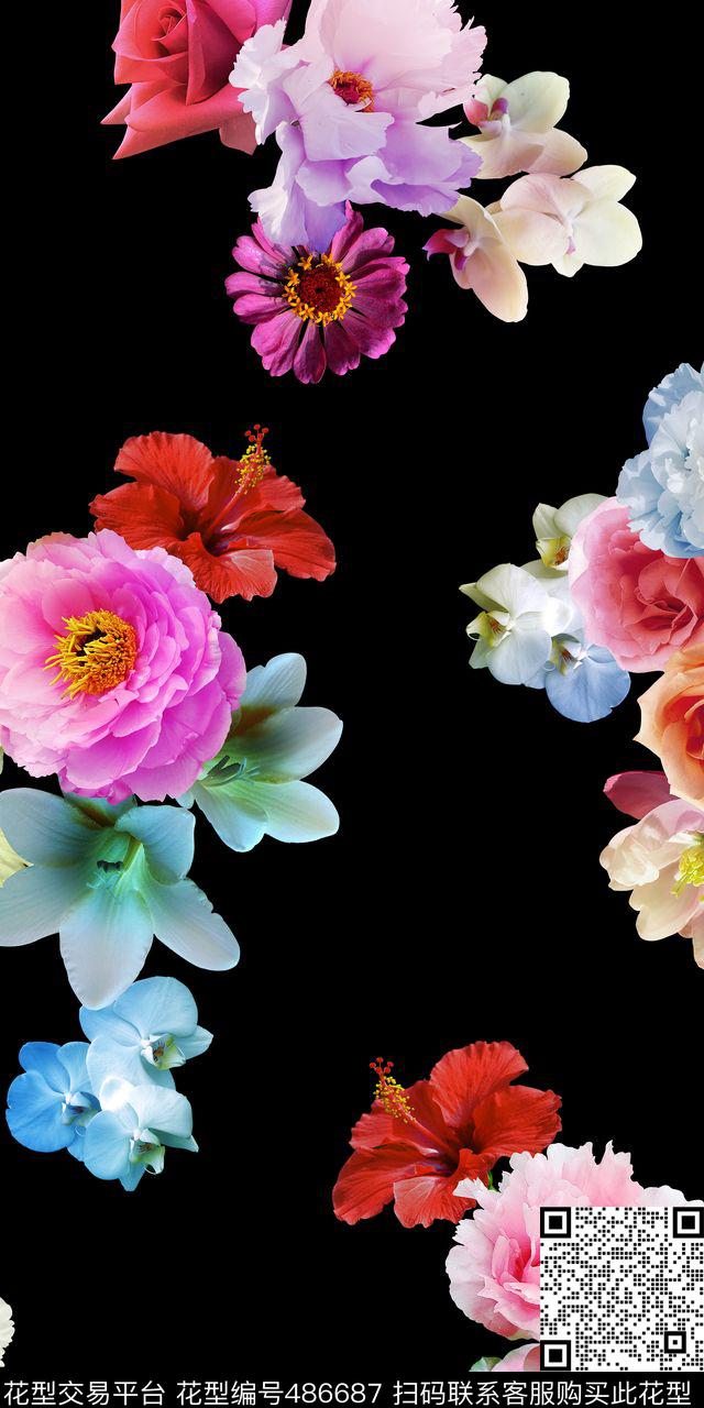 满版华亿平台炫丽花卉满低数码印花华亿平台下载（图片编号: 486687） - 瓦栏（Walan）