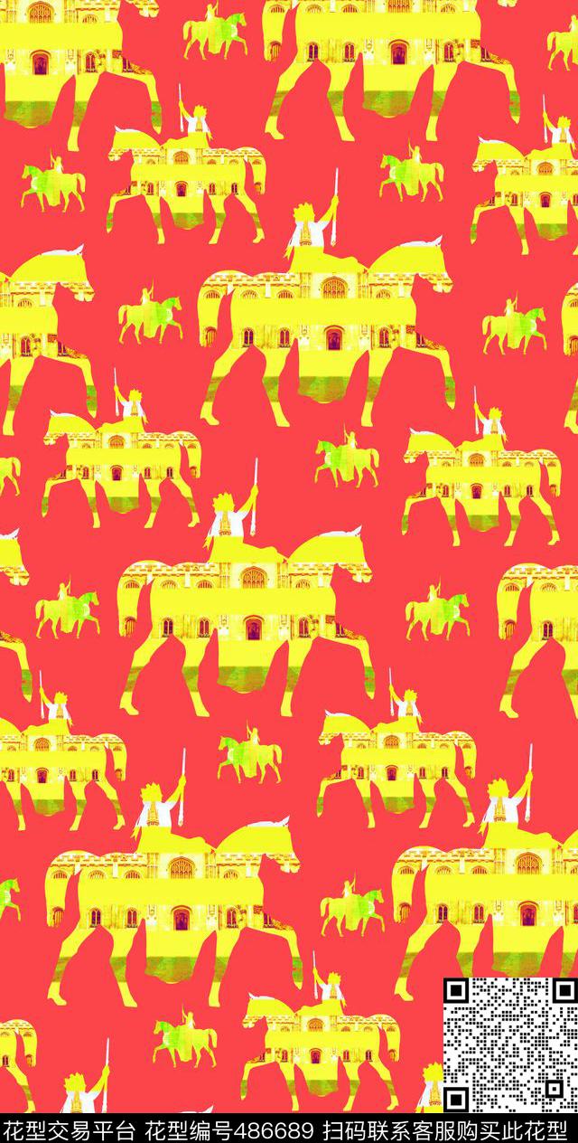 花卉剪影建筑数码印花华亿平台下载（图片编号: 486689） - 瓦栏（Walan）