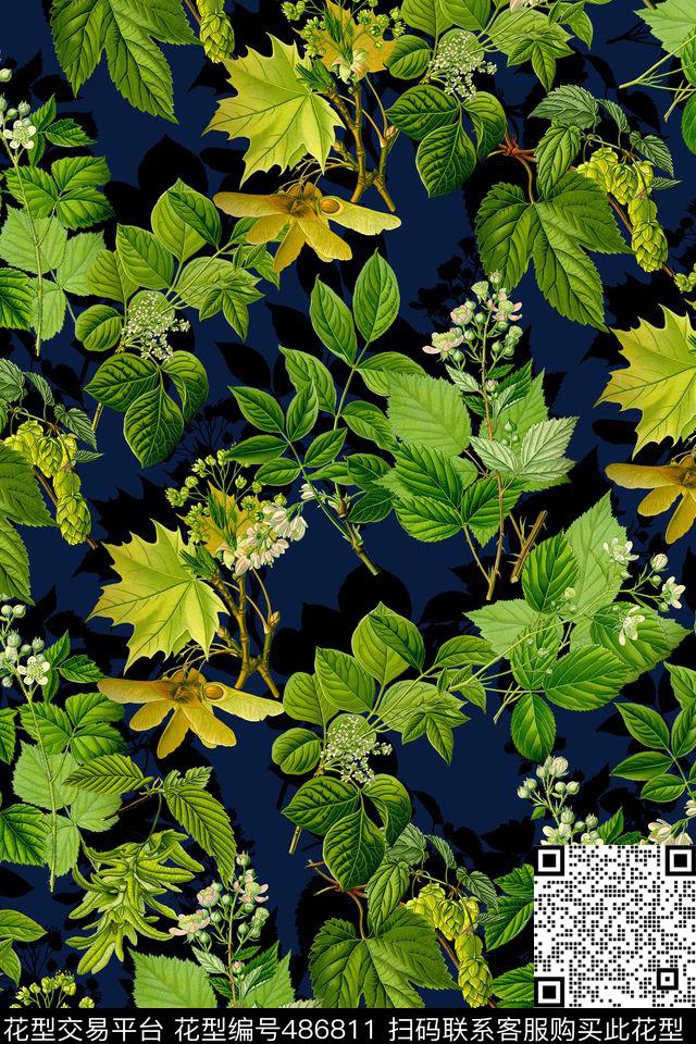 男装绿植树叶热带华亿平台数码印花华亿平台下载（图片编号: 486811） - 瓦栏（Walan）