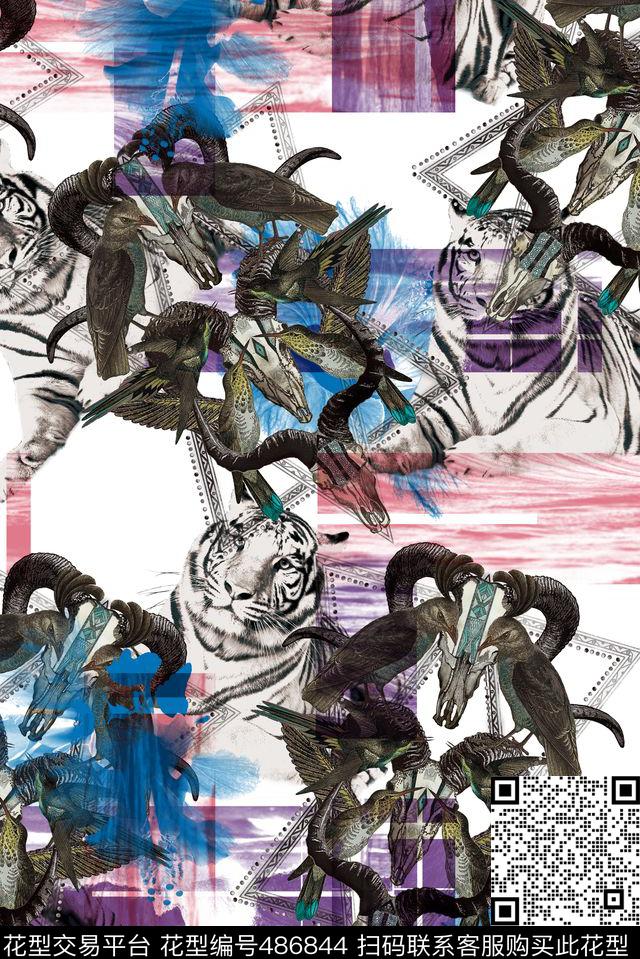 时尚飞禽走兽数码印花华亿平台下载（图片编号: 486844） - 瓦栏（Walan）