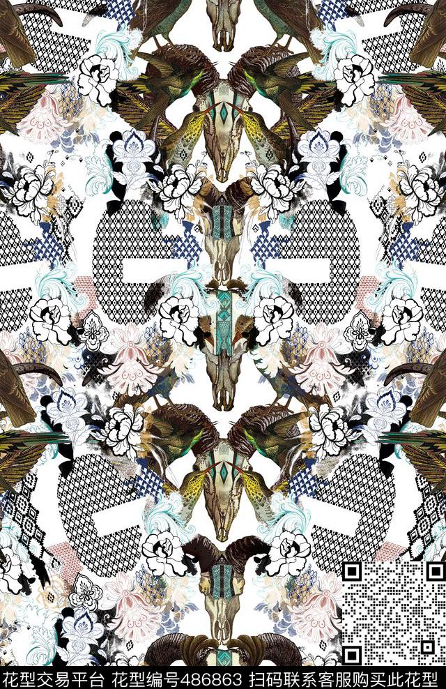 时尚欧式牛角尖数码印花华亿平台下载（图片编号: 486863） - 瓦栏（Walan）