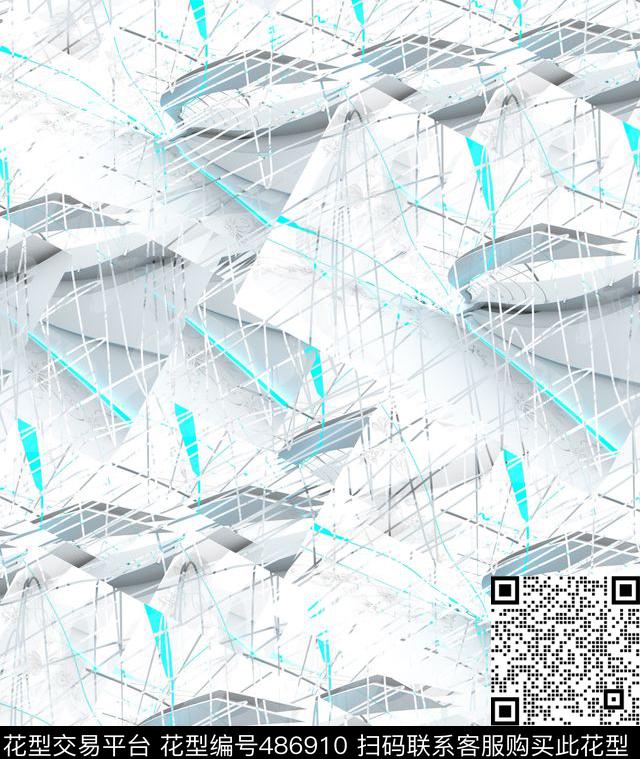 白色潮流空间数码印花华亿平台下载（图片编号: 486910） - 瓦栏（Walan）