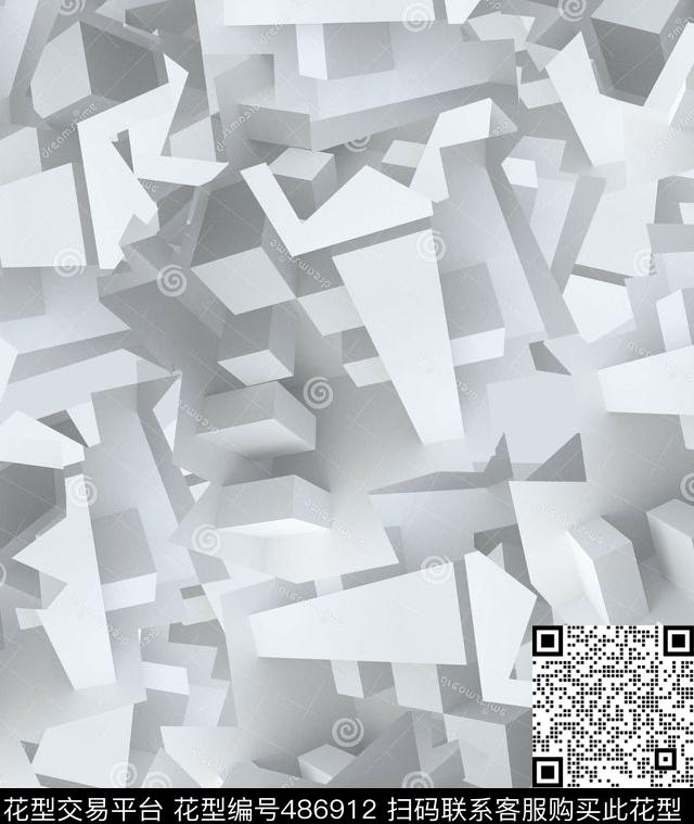 3d潮流几何数码印花华亿平台下载（图片编号: 486912） - 瓦栏（Walan）