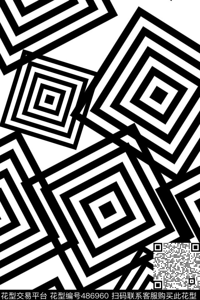 简约黑色条纹方块传统印花华亿平台下载（图片编号: 486960） - 瓦栏（Walan）